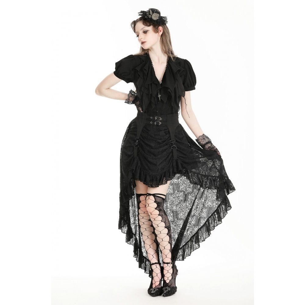 Darkinlove Women's Gothic High/Low Lace Skirt
