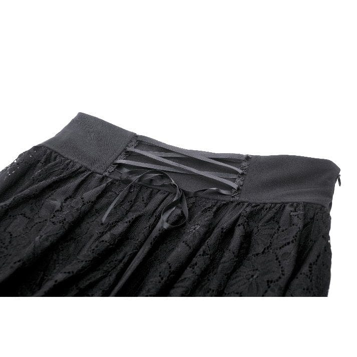 Darkinlove Women's Gothic High/Low Lace Skirt