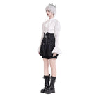 Darkinlove Women's Gothic High‑Waisted Cross Zipper Engraved Buttons Decor Pumpkin Shorts