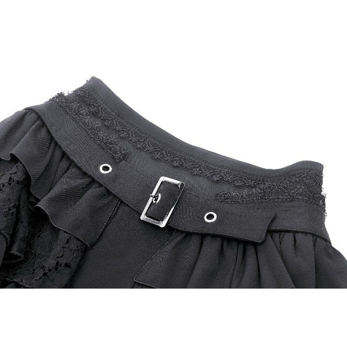 Darkinlove Women's Gothic High-waisted Lace Splice Skirt with Garter