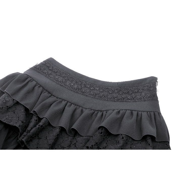 Darkinlove Women's Gothic High-waisted Lace Splice Skirt with Garter