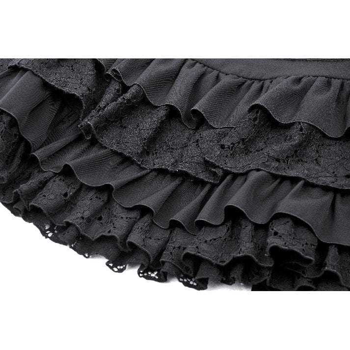 Darkinlove Women's Gothic High-waisted Lace Splice Skirt with Garter