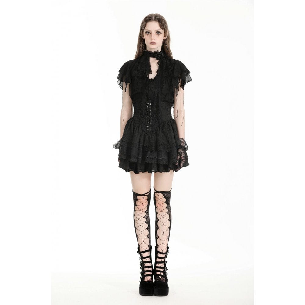 Darkinlove Women's Gothic High-waisted Layered Skirt