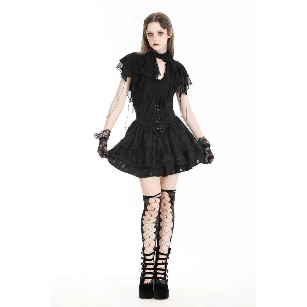 Darkinlove Women's Gothic High-waisted Layered Skirt