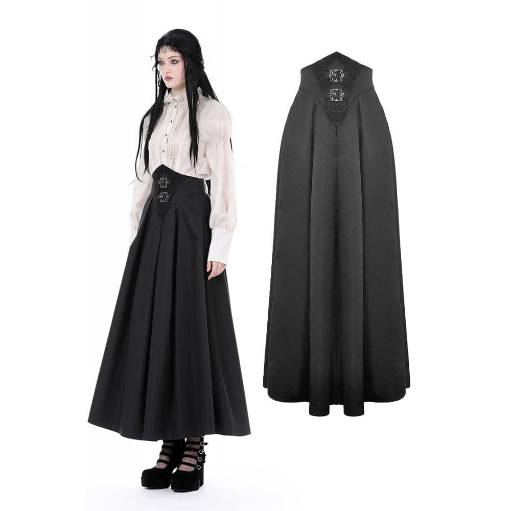 Darkinlove Women's Gothic High-waisted Pleated Long Skirt