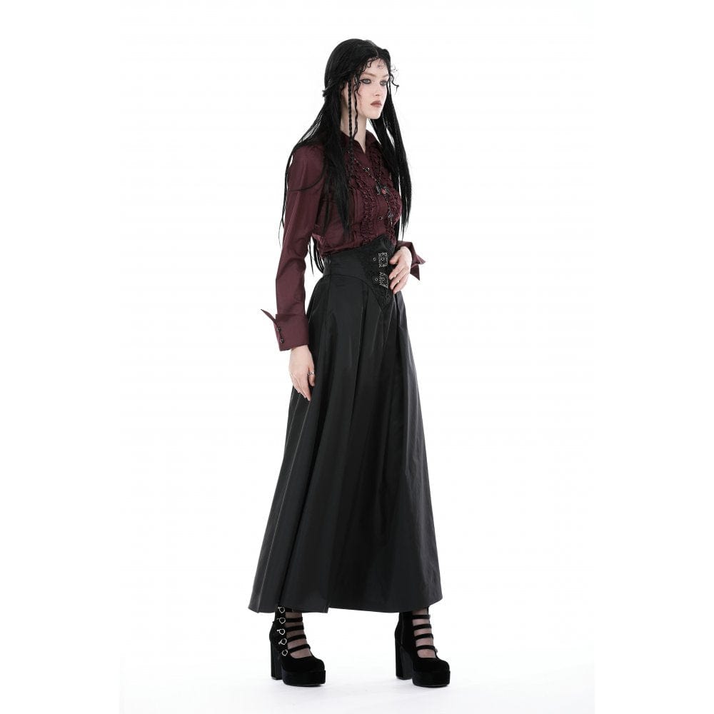 Darkinlove Women's Gothic High-waisted Pleated Long Skirt