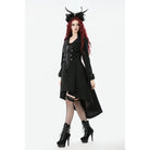Darkinlove Women's Gothic Irregular Bouble-breasted Buckle-up Strap Coat