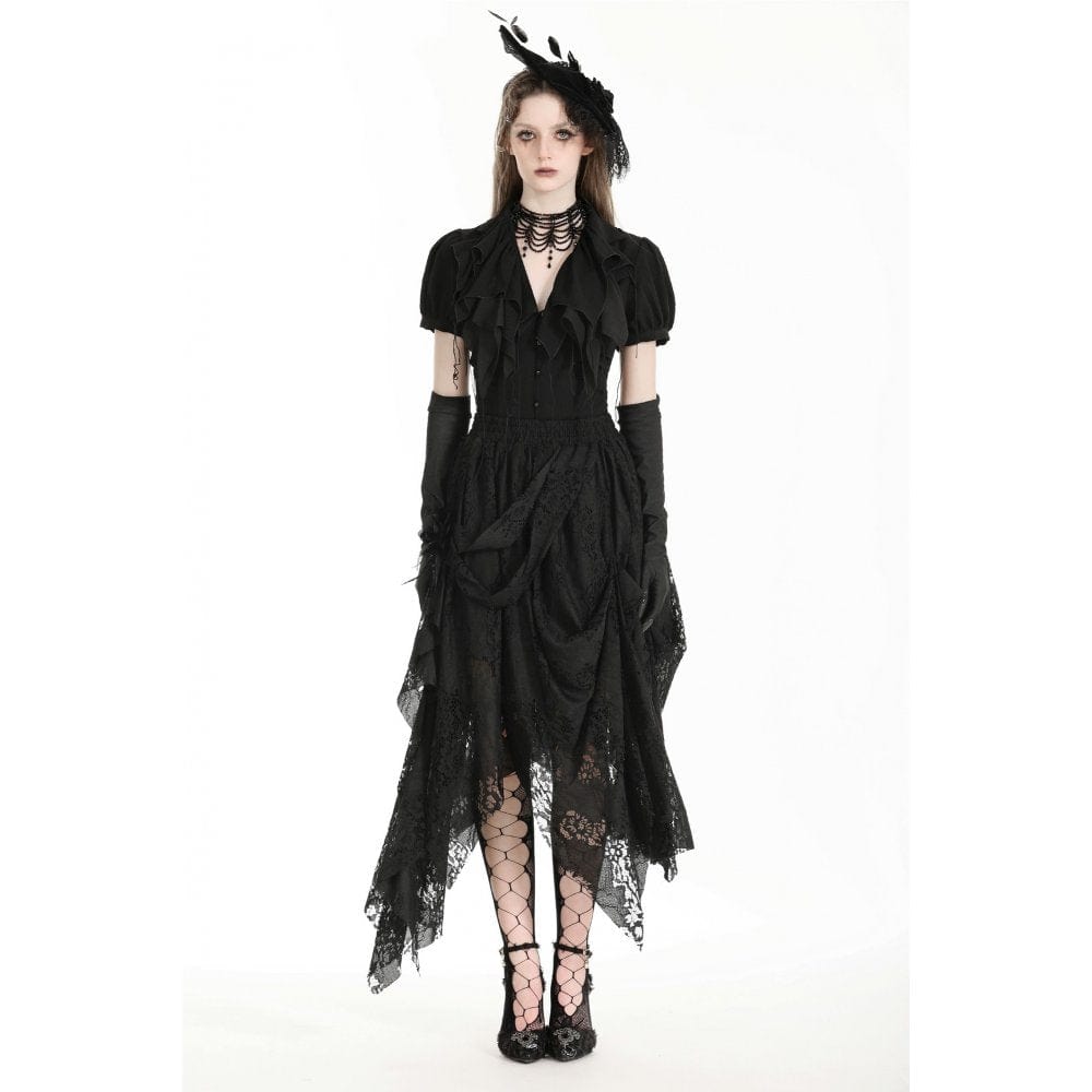 Darkinlove Women's Gothic Irregular Distressed Lace Skirt