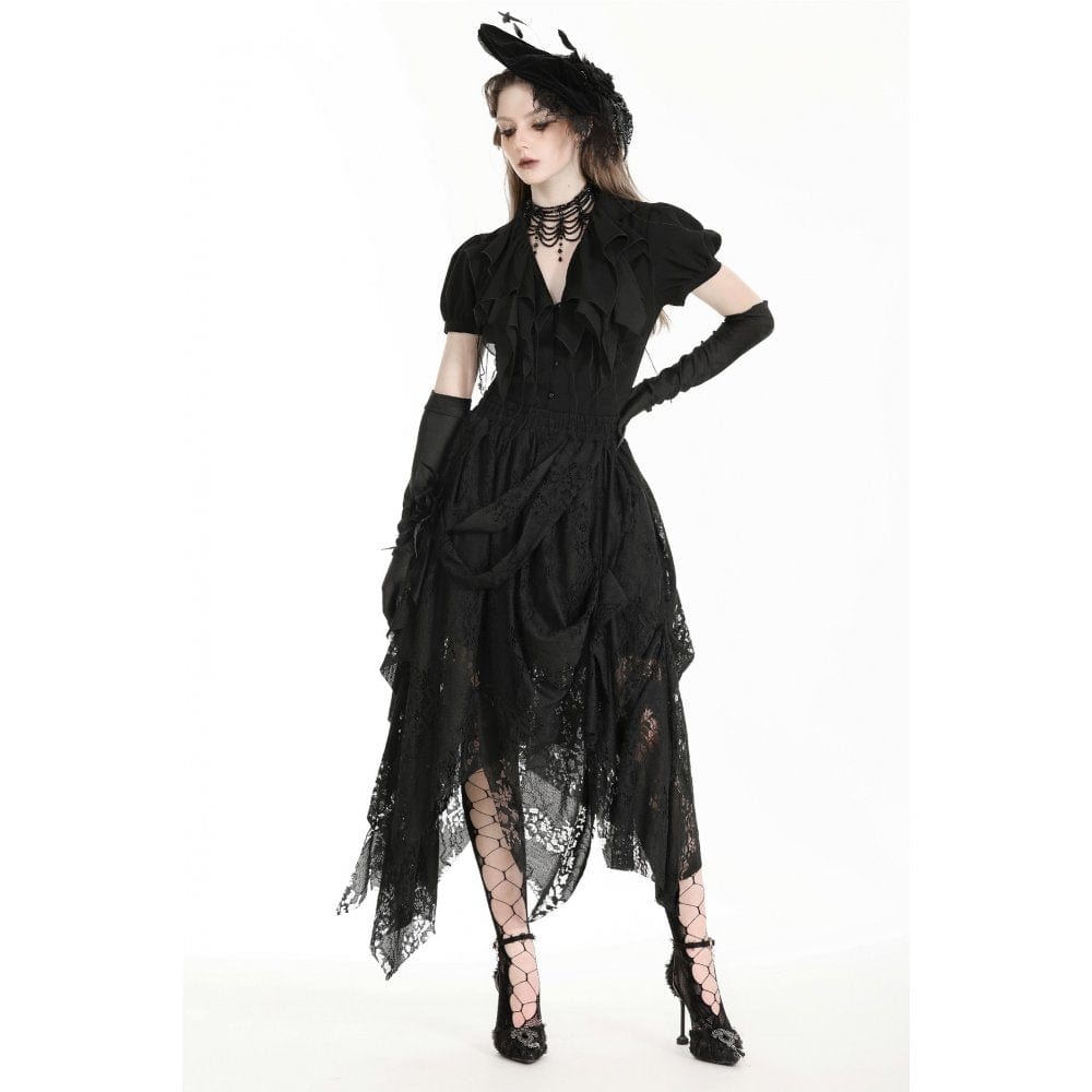 Darkinlove Women's Gothic Irregular Distressed Lace Skirt