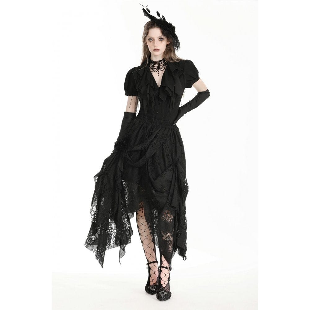 Darkinlove Women's Gothic Irregular Distressed Lace Skirt