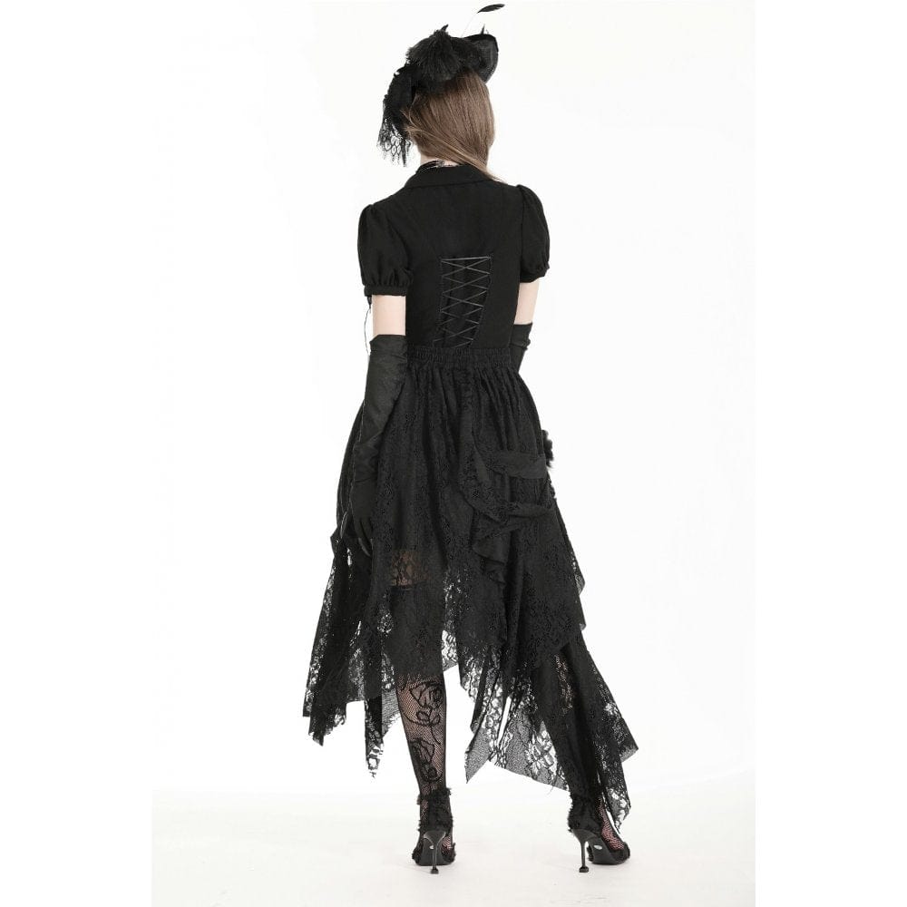 Darkinlove Women's Gothic Irregular Distressed Lace Skirt