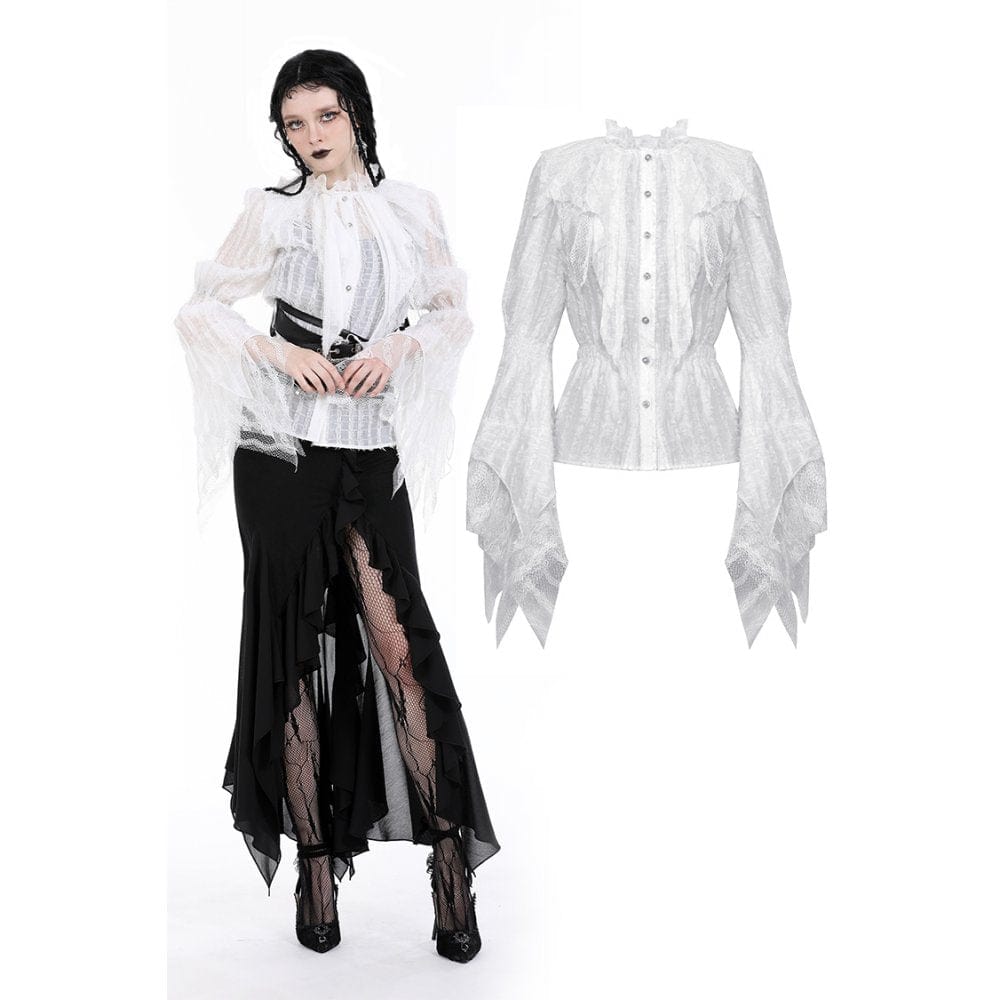 Darkinlove Women's Gothic Irregular Flared Sleeved Unedged Shirt