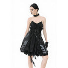 Darkinlove Women's Gothic Irregular Lace Splice Cat Ear-shaped Slip Dress