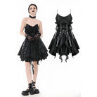 Darkinlove Women's Gothic Irregular Lace Splice Cat Ear-shaped Slip Dress