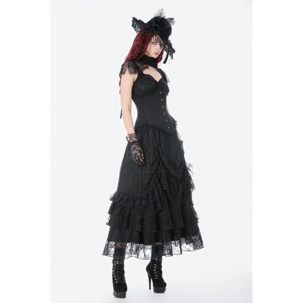 Darkinlove Women's Gothic Irregular Lace-up Underbust Corset