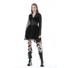 Darkinlove Women's Gothic Irregular Plunging Flared Sleeved Dress