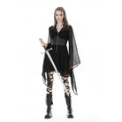 Darkinlove Women's Gothic Irregular Plunging Flared Sleeved Dress