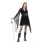 Darkinlove Women's Gothic Irregular Plunging Flared Sleeved Dress