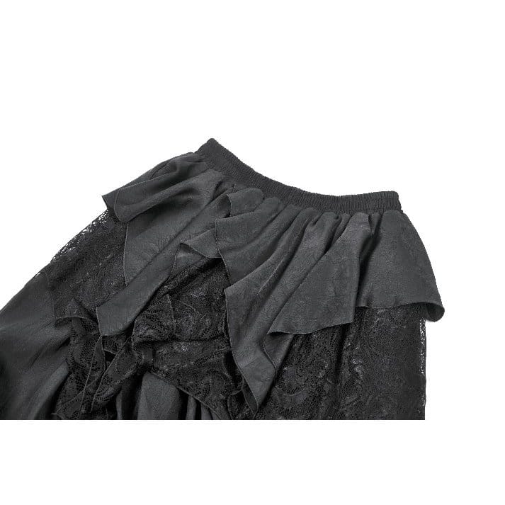 Darkinlove Women's Gothic Irregular Ruffled High-Low Skirt