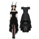 Darkinlove Women's Gothic Irregular Ruffled Lace Dress