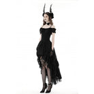 Darkinlove Women's Gothic Irregular Ruffled Lace Dress