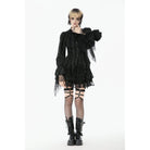 Darkinlove Women's Gothic Irregular Unedged Puff Sleeved Shirt