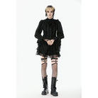 Darkinlove Women's Gothic Irregular Unedged Puff Sleeved Shirt