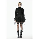 Darkinlove Women's Gothic Irregular Unedged Puff Sleeved Shirt