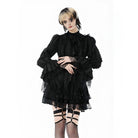 Darkinlove Women's Gothic Irregular Unedged Puff Sleeved Shirt
