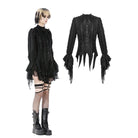 Darkinlove Women's Gothic Irregular Unedged Puff Sleeved Shirt