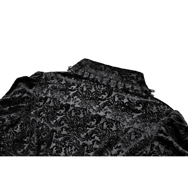 Darkinlove Women's Gothic Jacquard Cutout Buckle Strap Bell Sleeve Top