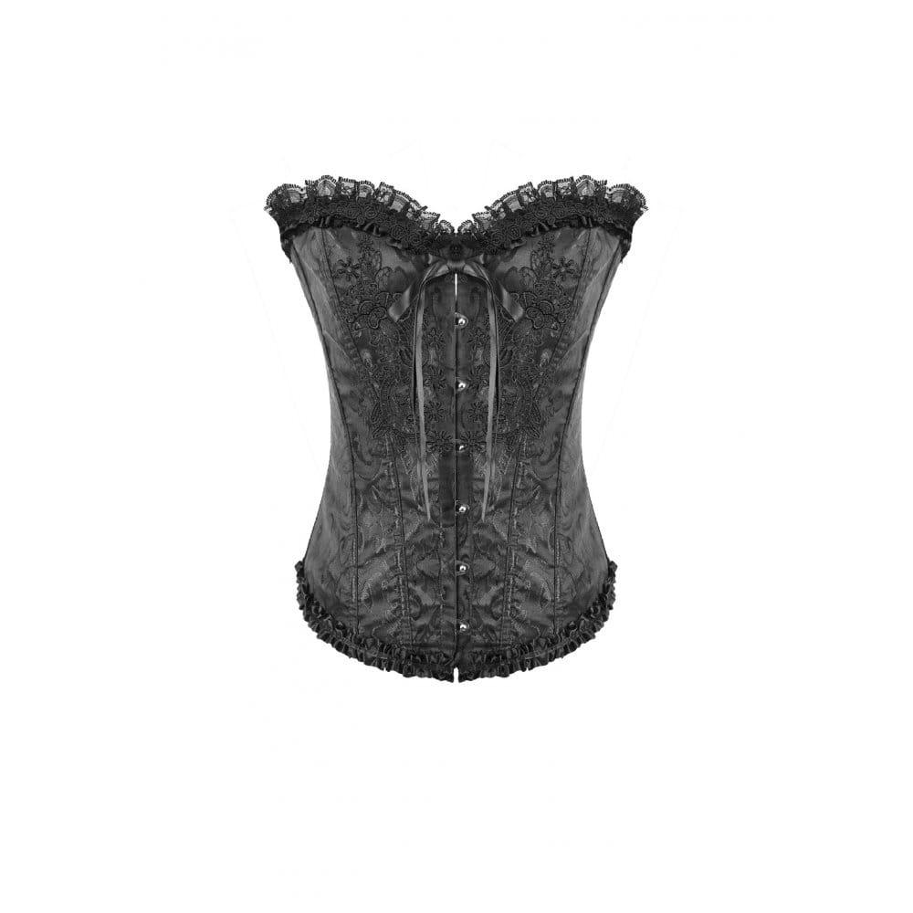 Darkinlove Women's Gothic Jacquard Decal Lace-up Overbust Corset