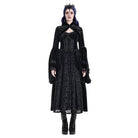 Darkinlove Women's Gothic Jacquard Faux Fur Trim Frog Button Cropped Cape