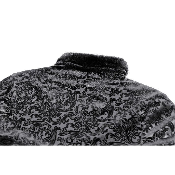 Darkinlove Women's Gothic Jacquard Faux Fur Trim Frog Button Cropped Cape