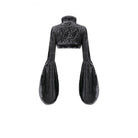 Darkinlove Women's Gothic Jacquard Faux Fur Trim Frog Button Cropped Cape