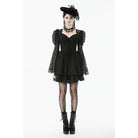 Darkinlove Women's Gothic Jacquard Floral Lace Sleeved Dress