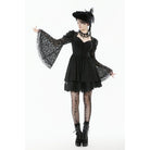 Darkinlove Women's Gothic Jacquard Floral Lace Sleeved Dress