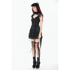 Darkinlove Women's Gothic Jacquard Layered Lace Swallowtail Skirt