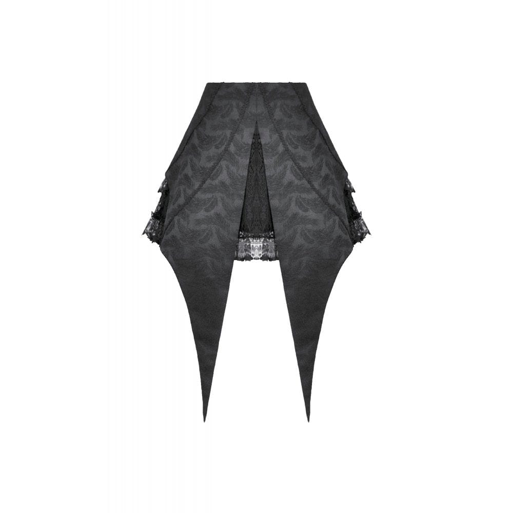 Darkinlove Women's Gothic Jacquard Layered Lace Swallowtail Skirt
