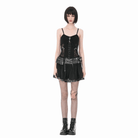 Darkinlove Women's Gothic Key Cobweb Lace-up Tank Top