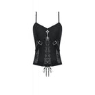 Darkinlove Women's Gothic Key Cobweb Lace-up Tank Top