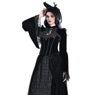 Darkinlove Women's Gothic Lace Applique Flare Sleeve Velvet Cape