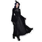 Darkinlove Women's Gothic Lace Applique Flare Sleeve Velvet Cape