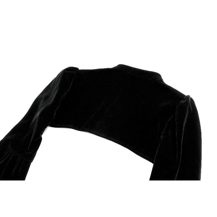 Darkinlove Women's Gothic Lace Applique Flare Sleeve Velvet Cape