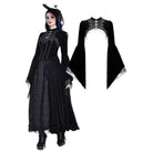 Darkinlove Women's Gothic Lace Applique Flare Sleeve Velvet Cape