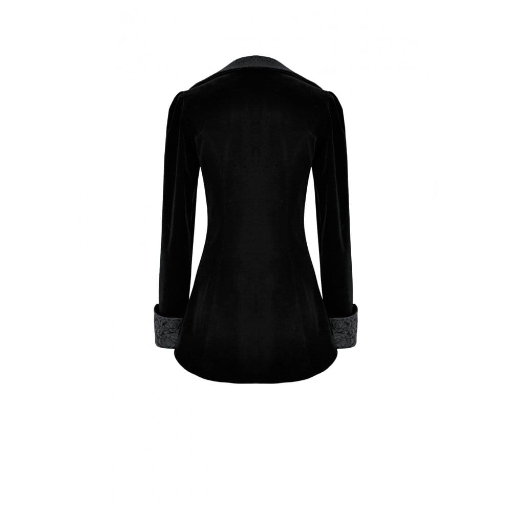 Darkinlove Women's Gothic Lace Applique Lapel Zipper Tailcoat Jacket