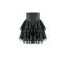 Darkinlove Women's Gothic Lace Applique Layered Ruffle High‑Waist Short Skirt