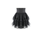 Darkinlove Women's Gothic Lace Applique Layered Ruffle High‑Waist Short Skirt