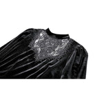 Darkinlove Women's Gothic Lace Applique Mock Neck Bishop Sleeve Velvet Short Dress