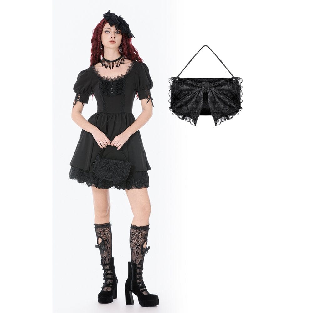 Darkinlove Women's Gothic Lace Bow Knot Mini Handbag